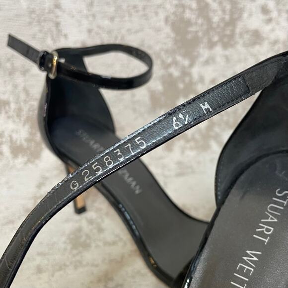 Stuart Weitzman Patent Leather Nudist Sandal in Black - Picture 9 of 9